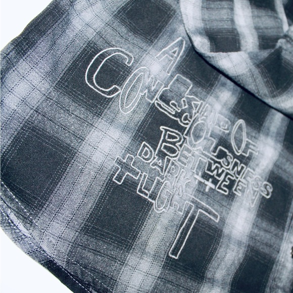 KSUBI Consciousness Long-sleeve Plaid Shirt Grey + Black - Picture 4 of 7
